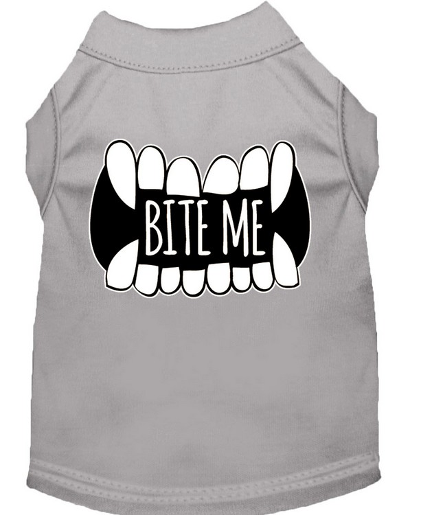 Bite Me Screen Print Dog Shirt Grey XS